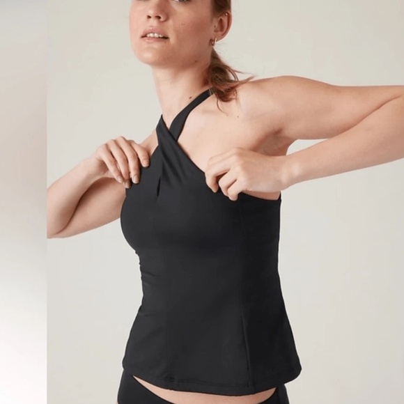 M3 - # 67 New With Tags Athleta Black Crossed Tankini, size Medium - Picture 1 of 9